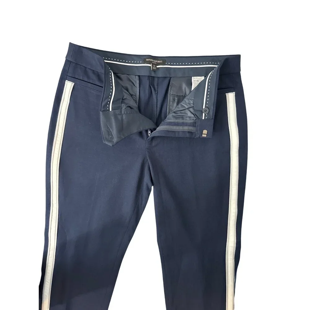 Banana Republic Women's Navy Track Inspired Sloan Style Trouser Pants Size 12 - Picture 4 of 8